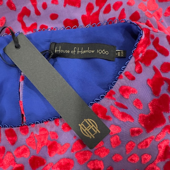 House of Harlow 1960 x REVOLVE Shawna Dress Size SM Cobalt Blue and Red Velvet - Picture 16 of 16